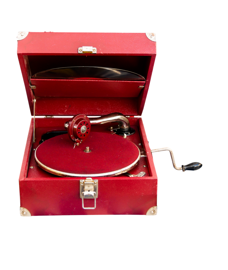 Vintage Red Portable Record Player Wallpaper for Retro Audio Lovers