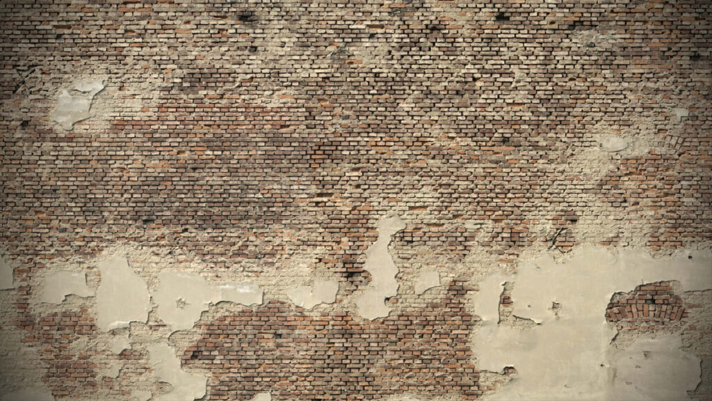 Rustic Vintage Brick Wall Wallpaper with Peeling Plaster Texture