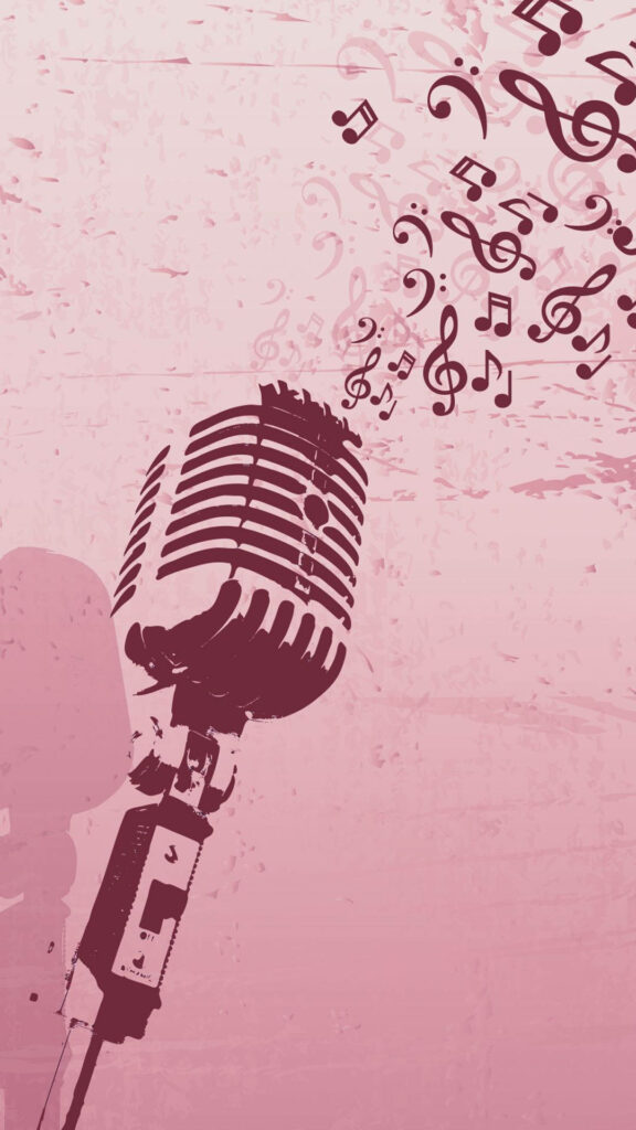 Vintage Melodies: Captivating Retro Backdrop Featuring a Timeless Microphone and Musical Serenade Wallpaper