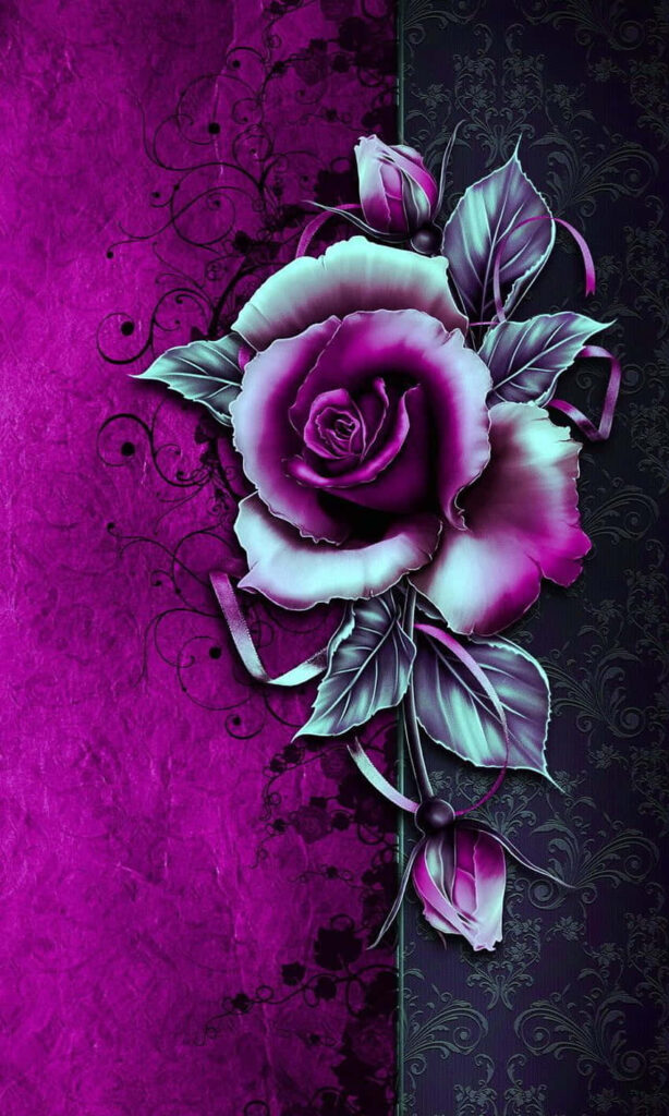 Elegant Violet Rose Mobile Wallpaper with Textured Background