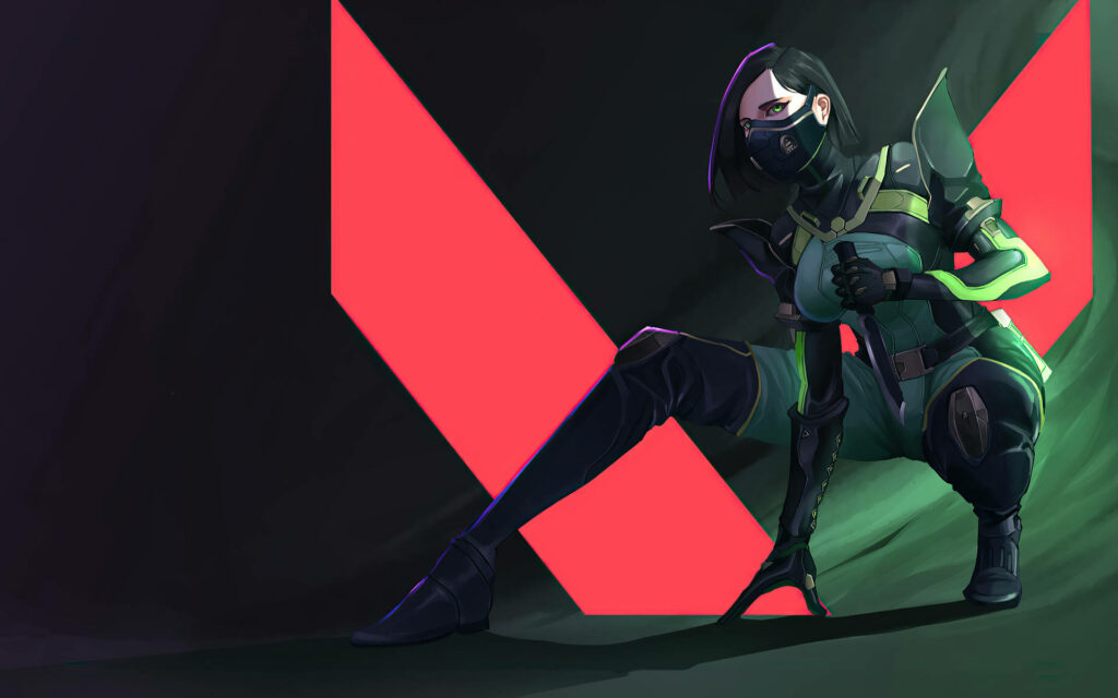 Stealthy Viper Takes Center Stage In Valorant's Striking Emblem Background Image Wallpaper