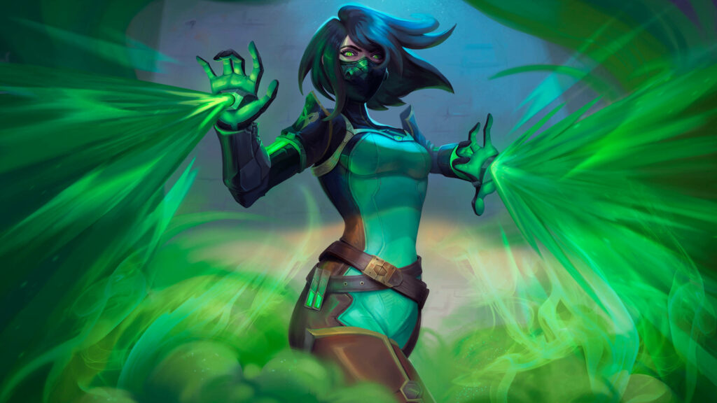 Enigmatic Empress: Mesmerizing Viper Fan Art Conjures Green Magic Wallpaper