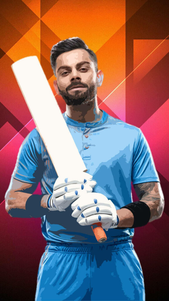 Virat Kohli cricket wallpaper vibrant HD vector art colorful geometric background design