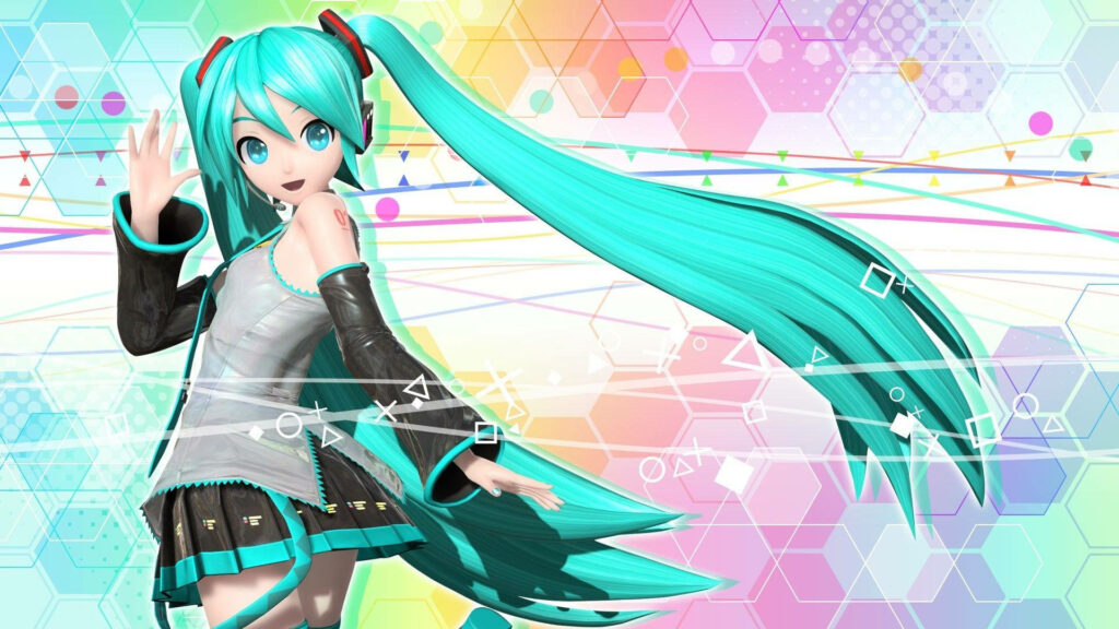Virtual Idol Gazing into the Boundless Digital Abyss: Hatsune Miku's Enthralling Presence in Cyber Realm Wallpaper