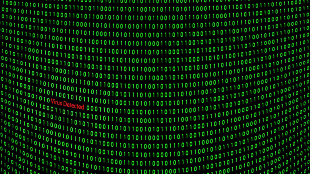 Virus Detected: Green Binary Code Digital Wallpaper Background