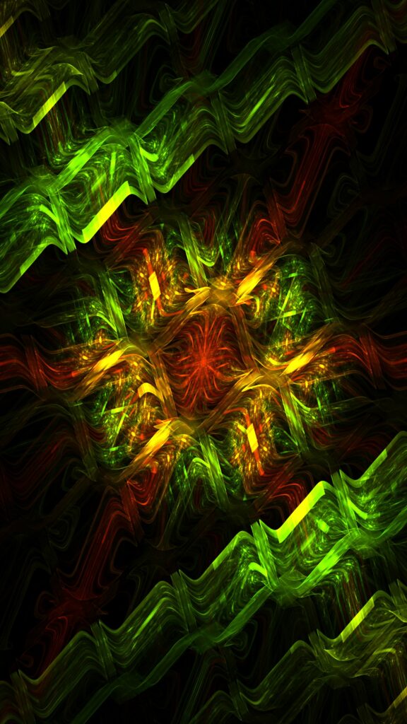 Vivid 2160x3840 Abstract Fractal Wallpaper - Dynamic Green & Red Design