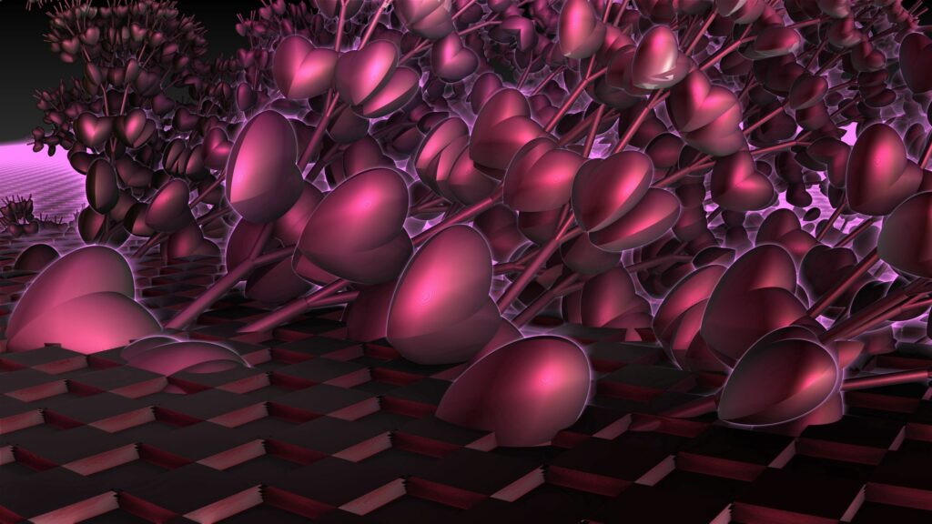 Vivid 3D Dark Pink Heart Wallpaper with Textured Background