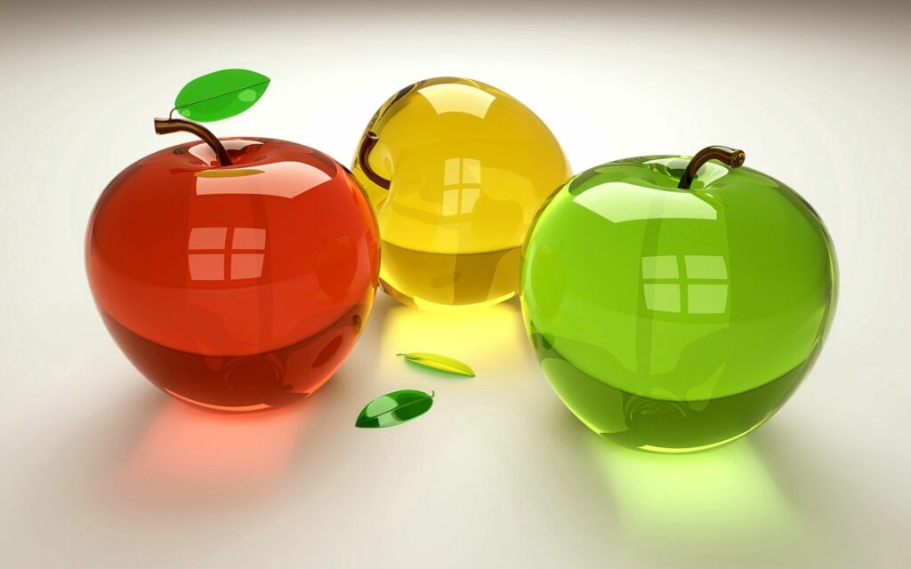 Vivid 3D Glossy Apple Wallpaper - High-Res 1920x1200 Background