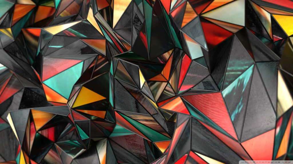 Vivid Abstract Geometric Wallpaper: Bold Colors & Intricate Design