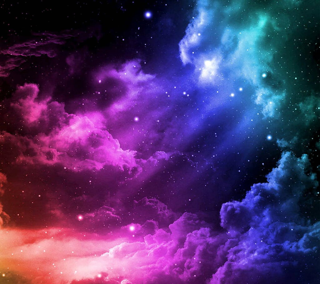 Vivid Abstract Sky Wallpaper: Colorful Clouds & Stars Background