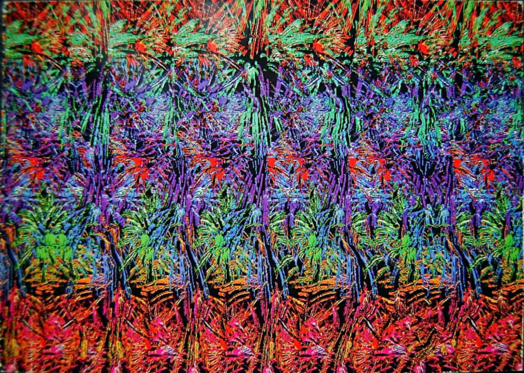 Vibrant Abstract Leaf Stereogram Wallpaper: Discover Hidden 3D Art