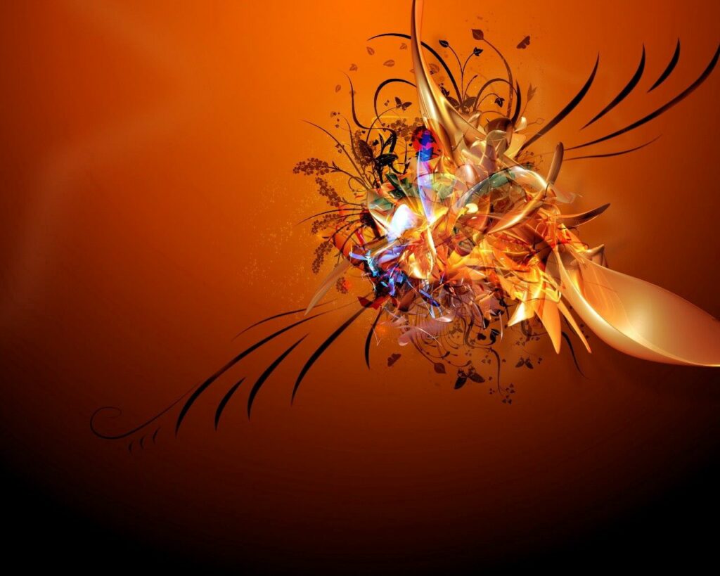 Intricate Abstract Wallpaper with Vivid Patterns on Orange Background