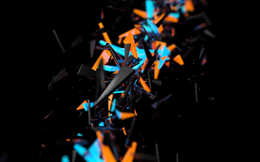 Dynamic Abstract Wallpaper: Bright Orange & Electric Blue Wave Design