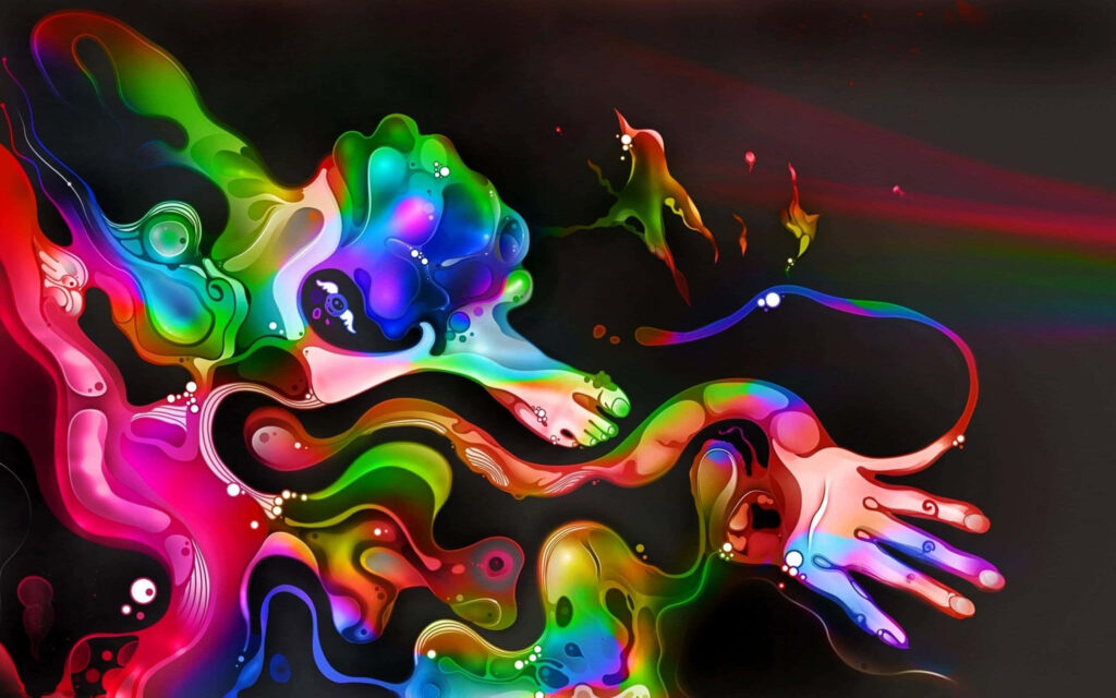 Vivid Abstract Wallpaper: Colorful Swirls on Dark Background