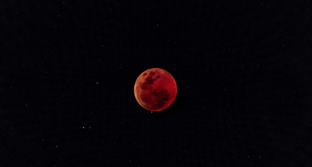 Stunning 3D Blood Moon Wallpaper: Celestial Dark Sky Background