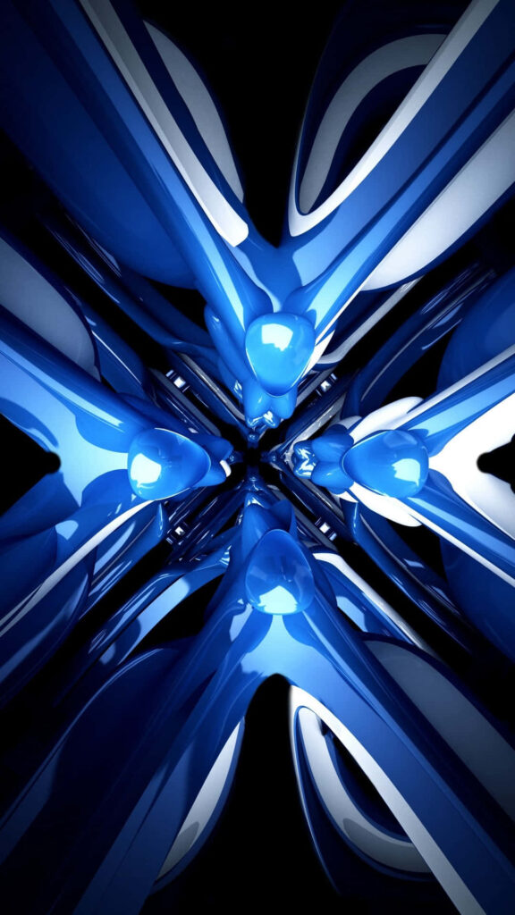 Vivid Blue Abstract 3D Wallpaper with Symmetrical Geometric Design