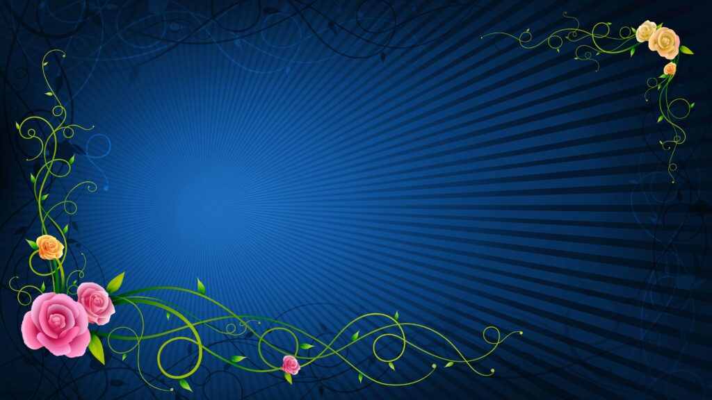 Vivid Blue Wallpaper with Floral Patterns - High-Quality Background