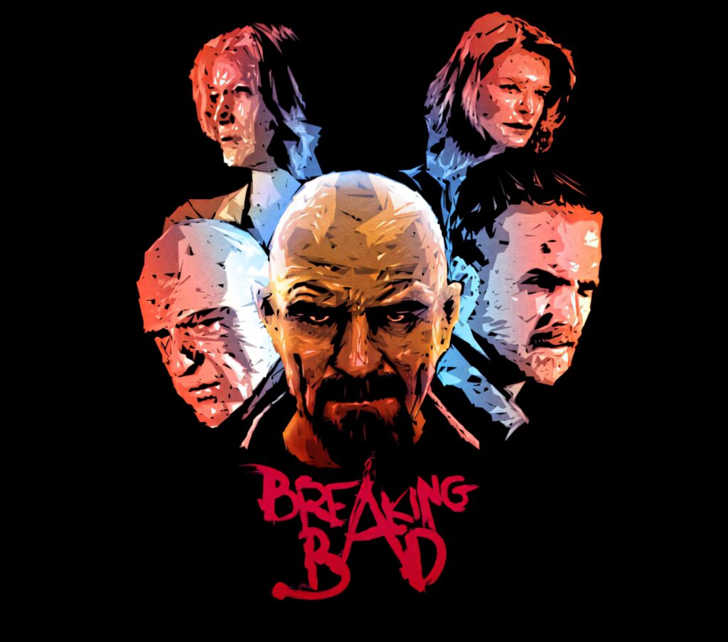 Artistic Breaking Bad Wallpaper with Iconic Characters & Vivid Colors