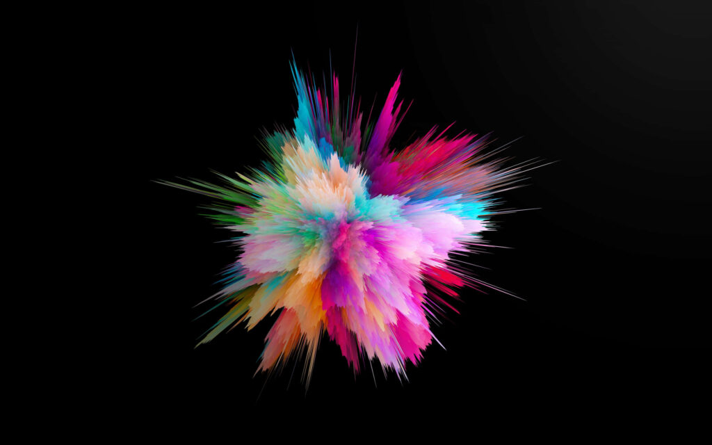 Vibrant Color Powder Explosion Wallpaper: Bold Black Background