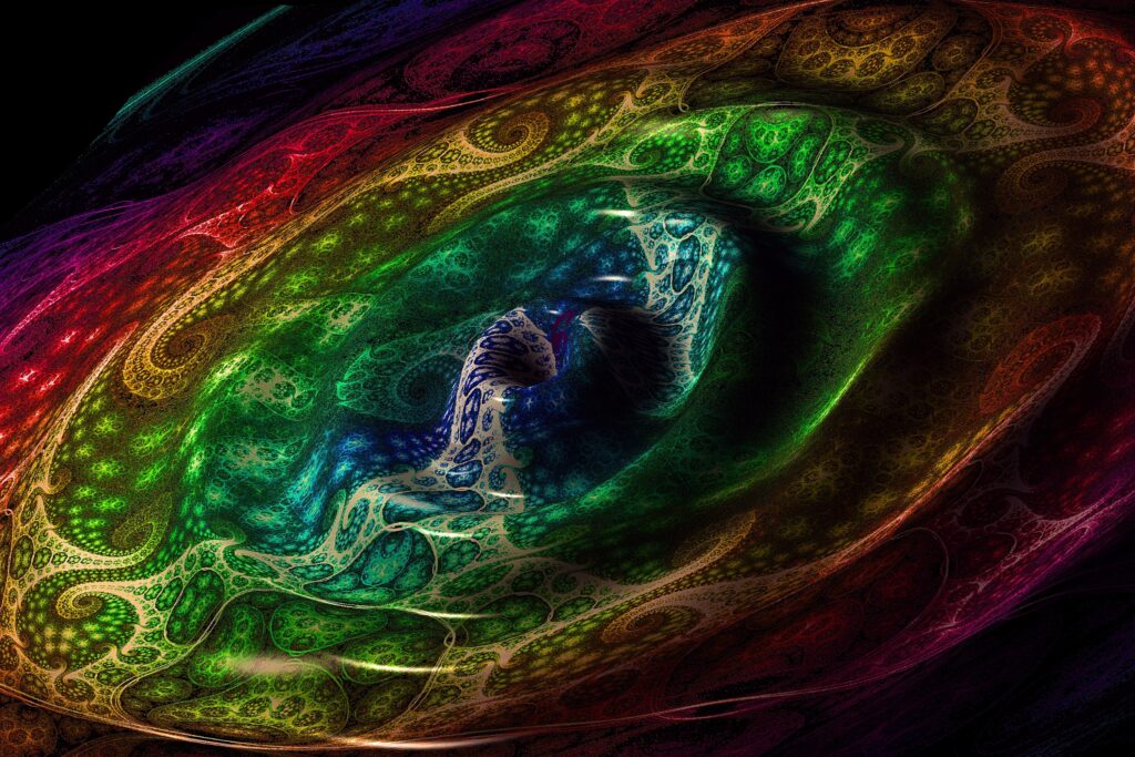 Vibrant Swirling Circles Wallpaper: Abstract Dark Background Design