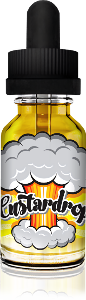 Vivid Custard Drop E-Liquid Wallpaper with Bold Design & Dark Cap