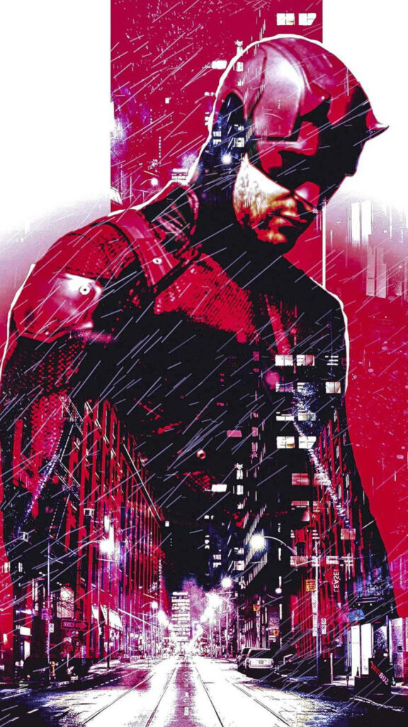 Stunning Daredevil Wallpaper: Red & White Cityscape Design