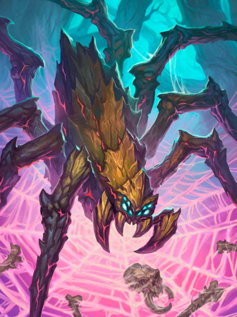 Stylized Deathweb Spider Wallpaper: Mystical Web-Infused Scene