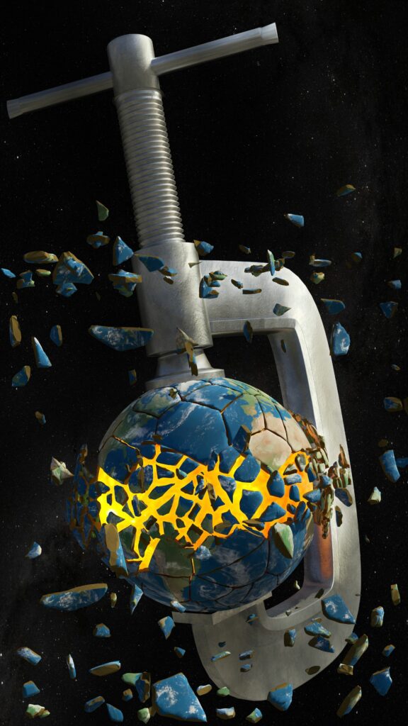 Crushed Earth: Stunning 2160x3840 Wallpaper Illustrating Destruction