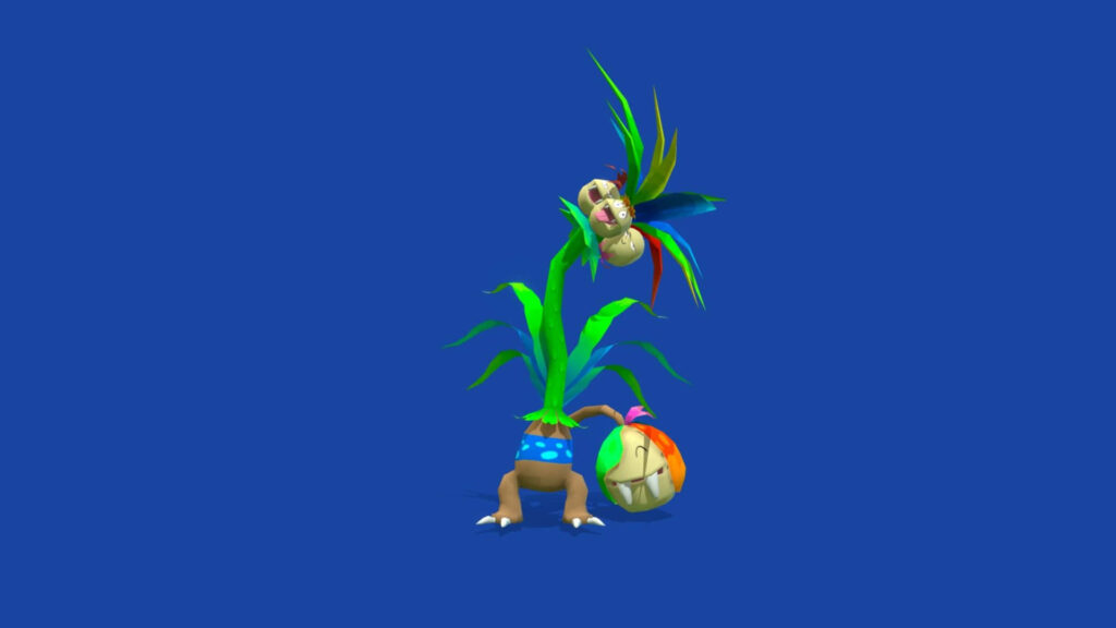 Exeggutor Pokémon Wallpaper: 3D Palm Tree on Blue Background