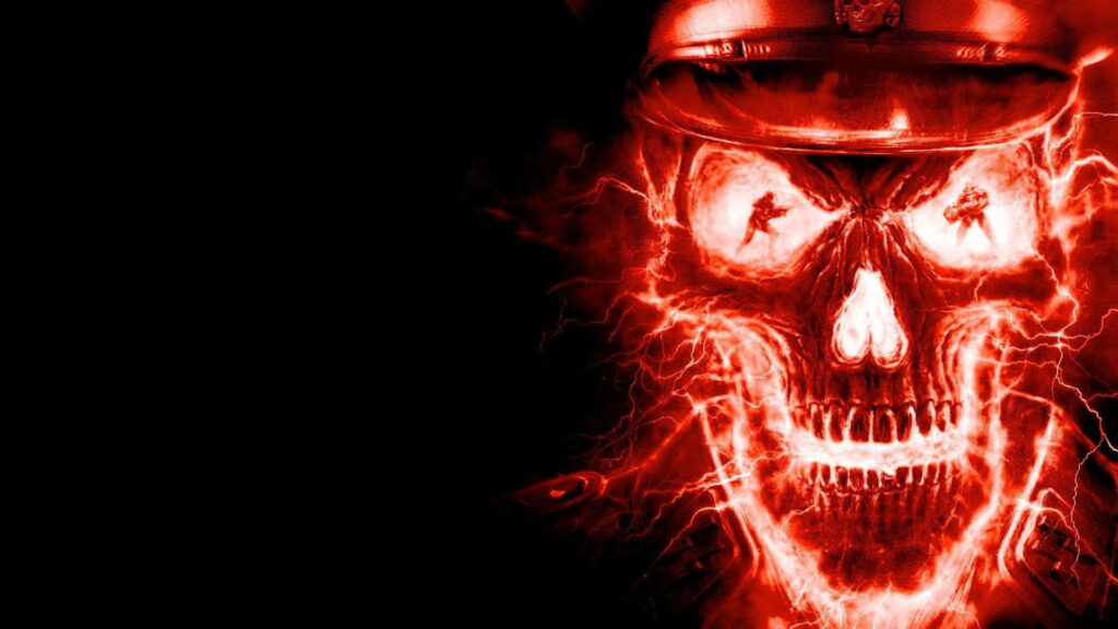 Fiery Skull Wallpaper: Intense 3D Effect with Electric Sparks