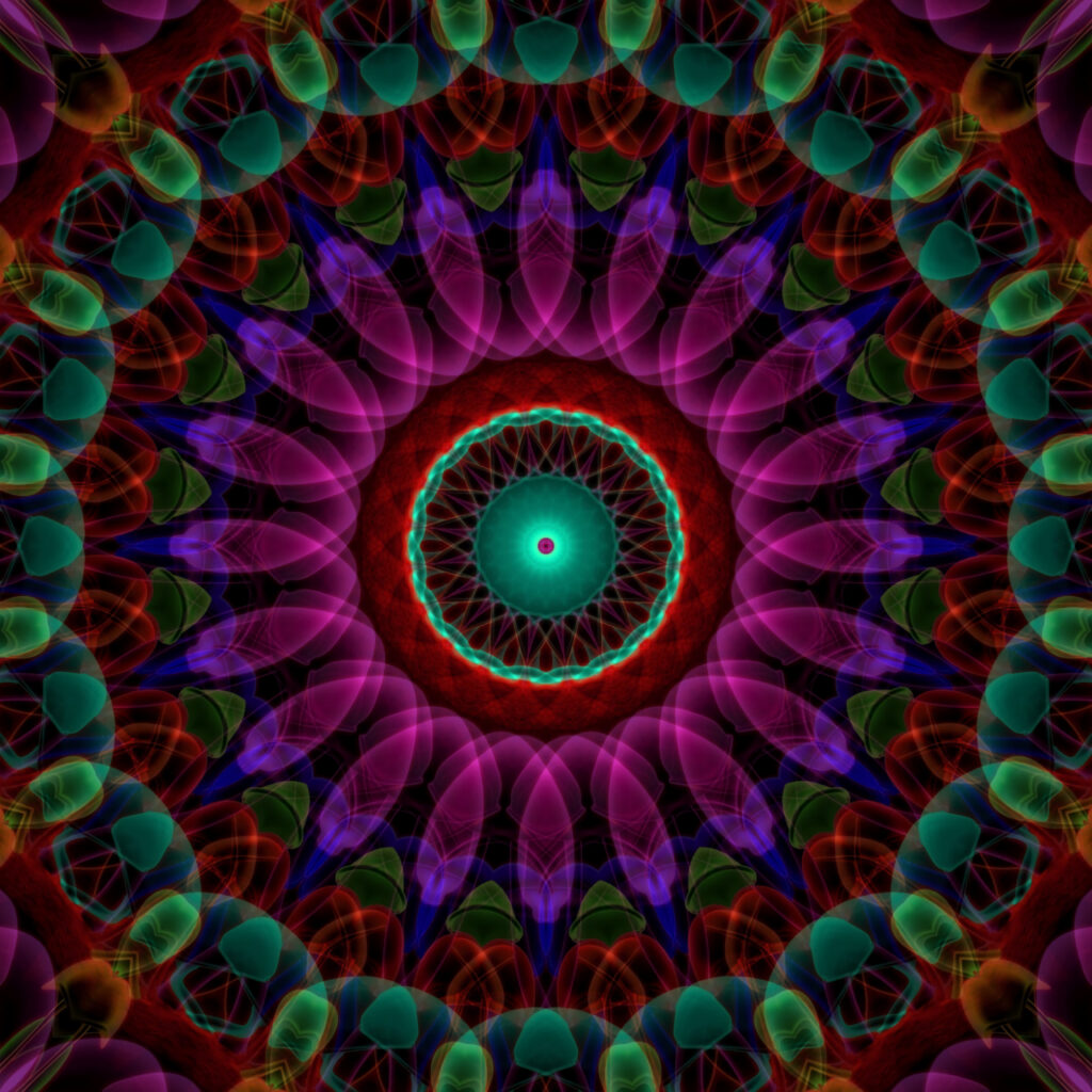 Vivid Fractal Wallpaper: Mesmerizing Glowing Circle Pattern Background