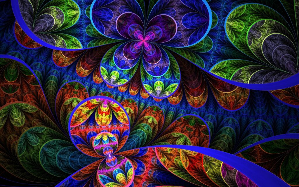 Vibrant 2560x1600 Fractal Wallpaper: Colorful Kaleidoscope Design