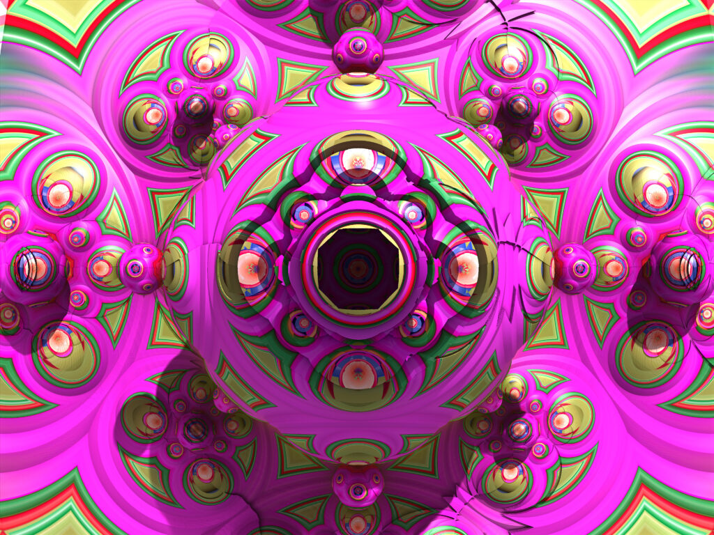 Vivid Abstract Fractal Wallpaper in Pink, Green & Purple - HD 4096x3072