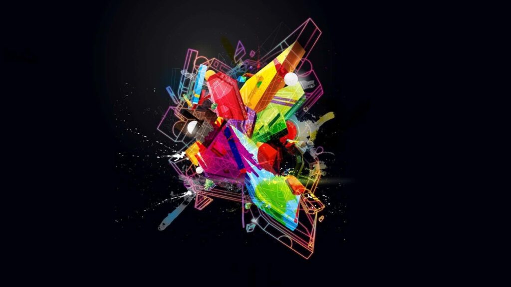 Vivid Abstract Geometric Wallpaper: Modern Black Background Design