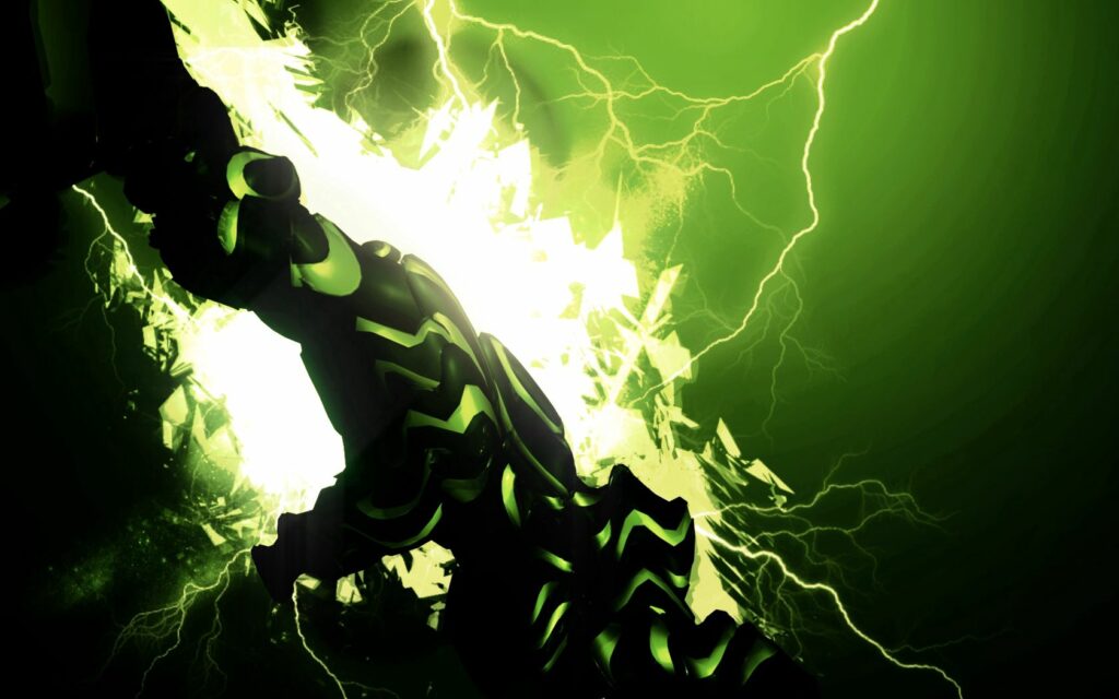 Vivid Green Abstract Wallpaper with Electric Light Effects