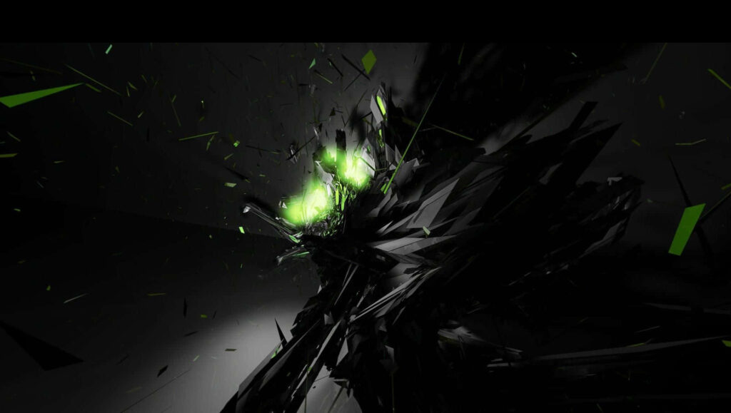 Vivid Green Abstract Wallpaper: Sharp Geometric Design on Dark Background