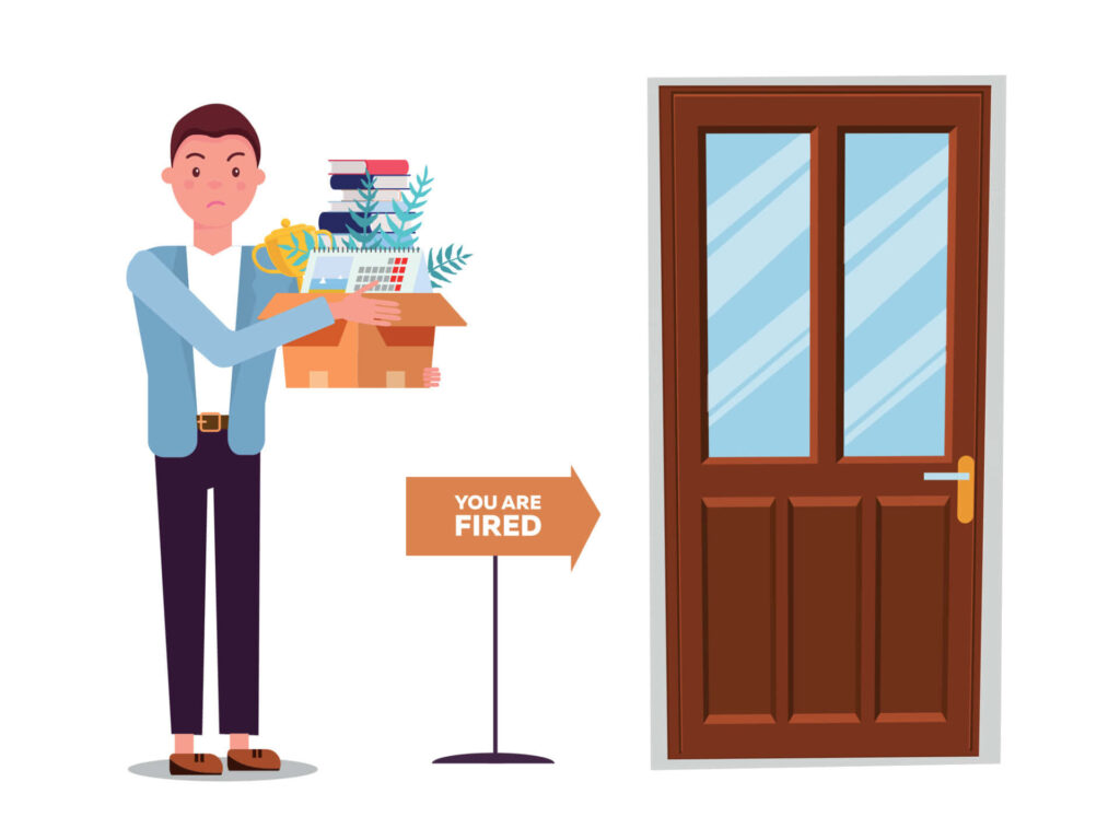 Disappointed Boss Firing Incompetent Employee - Vivid Illustration Wallpaper
