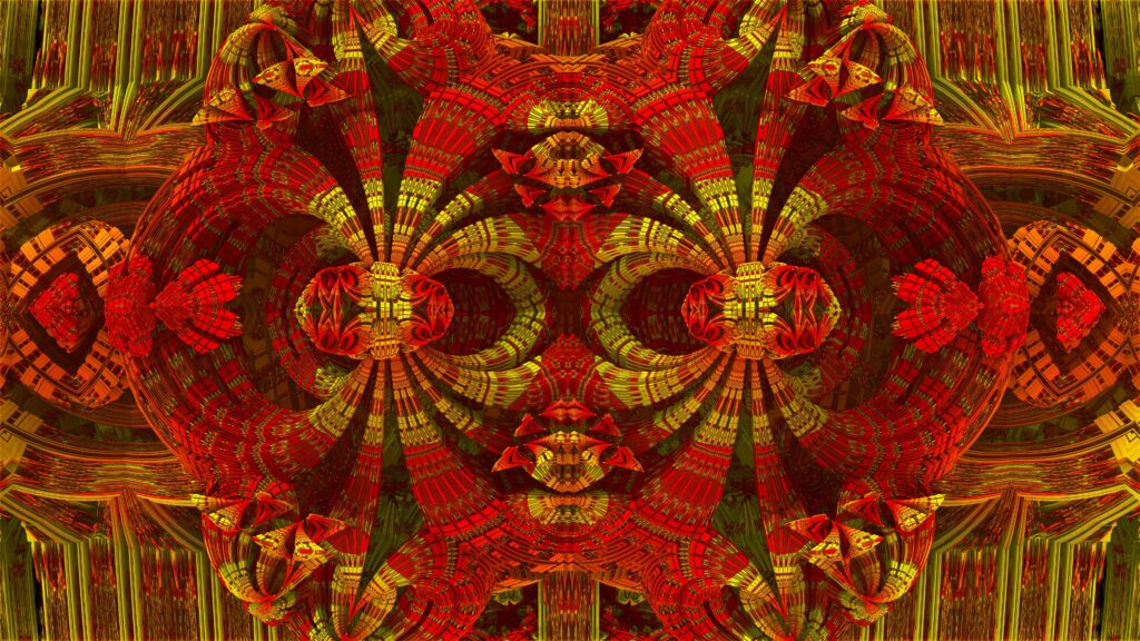 Vibrant 3840x2160 Kaleidoscope Wallpaper: Red, Yellow & Green Design