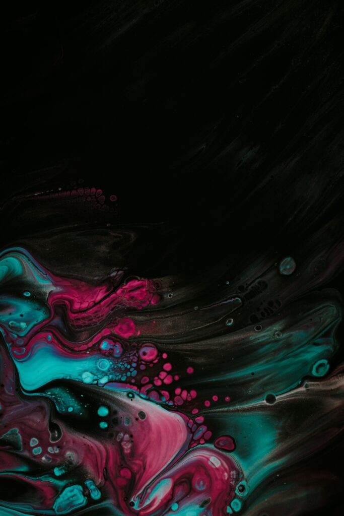 Vivid Liquid Paint Abstract Wallpaper in Pink & Turquoise