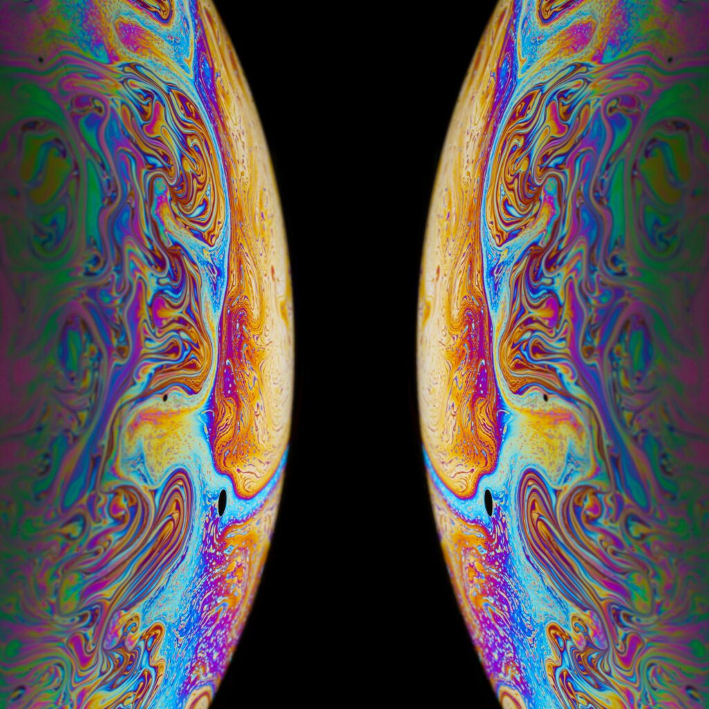 Colorful Iridescent Soap Bubbles Wallpaper Background – Macro View