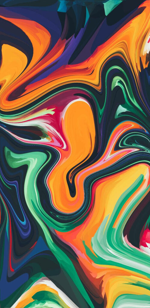 Vibrant Fusion: A Captivating Abstract iPhone Background of Harmonious Color Paint Mixes Wallpaper