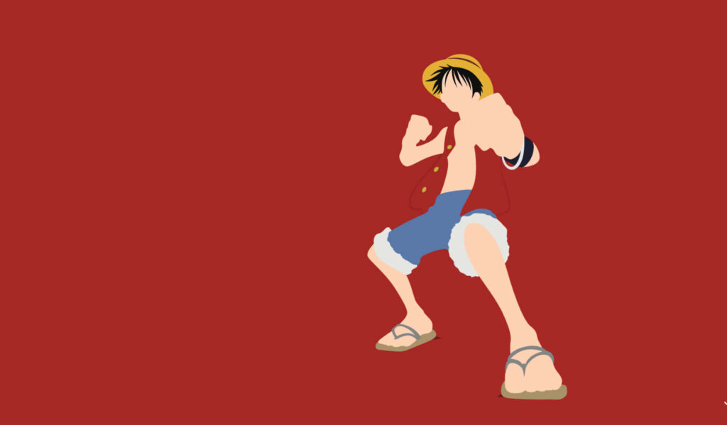 Vibrant Minimalist Luffy Wallpaper - One Piece Iconic Pose