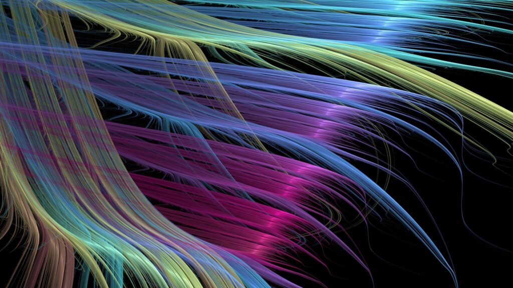 Vivid Feathered Strands Wallpaper on Black Background - 1920x1080