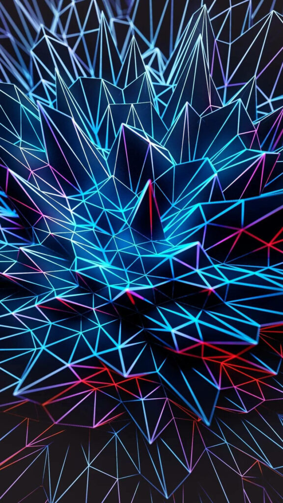 Vivid 3D Geometric Wallpaper for iPhone: Neon Lines & Shapes