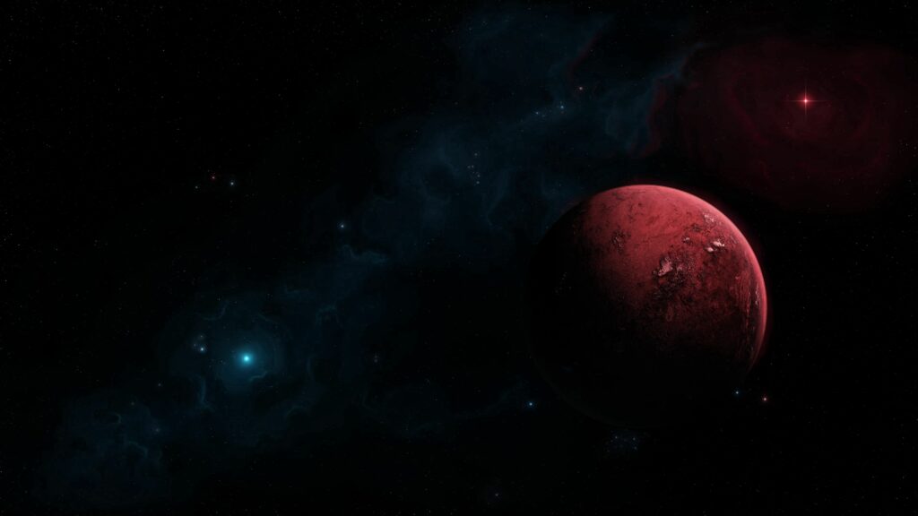 Vivid Outer Space Wallpaper: Red Planet & Glowing Stars