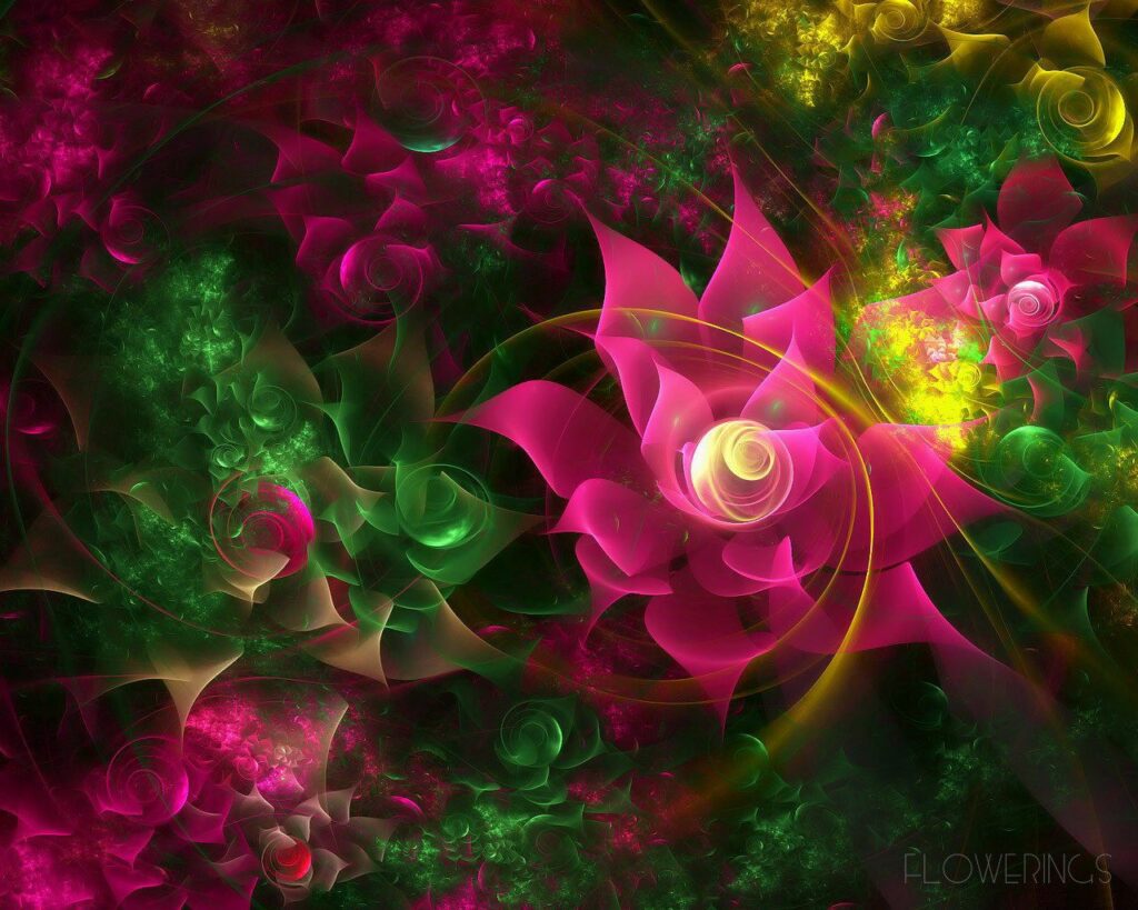 Vivid Pink & Green Abstract Fractal Wallpaper Background (1280x1024)