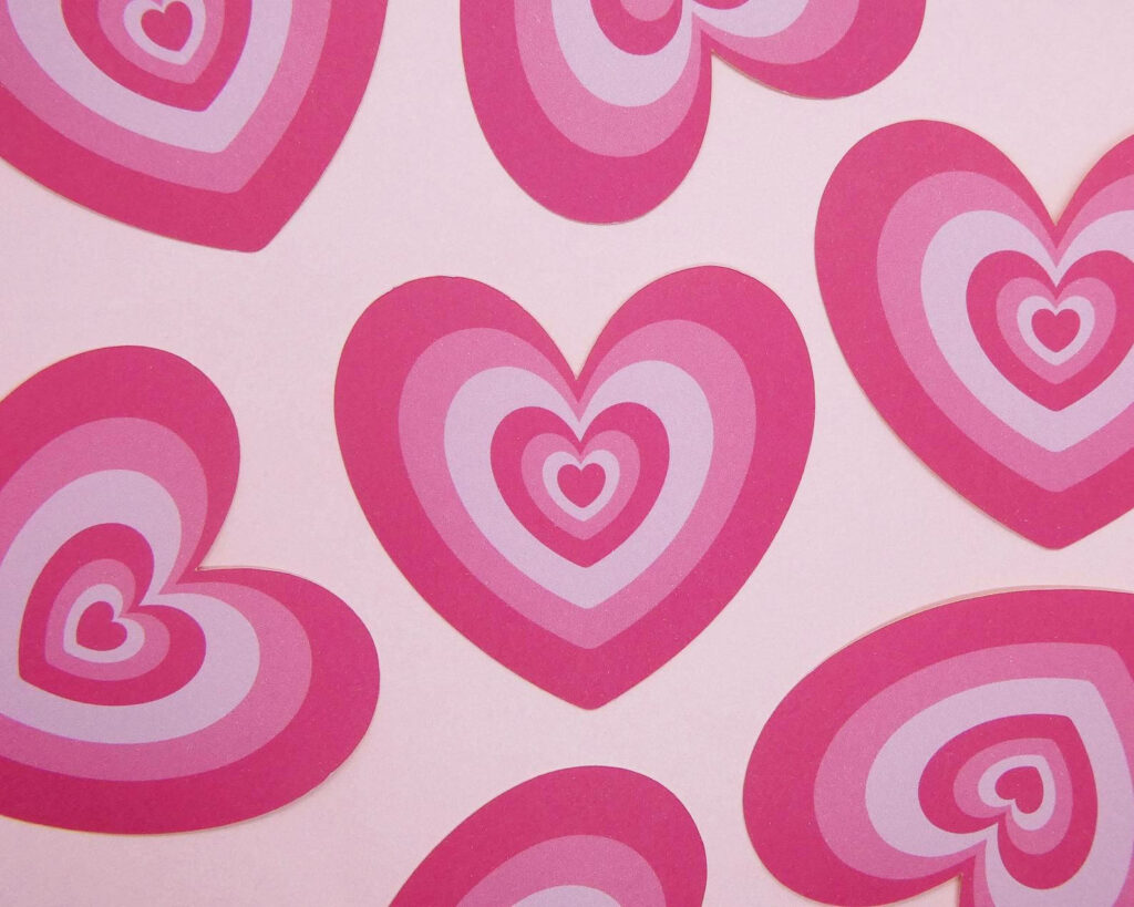 Vivid Pink Heart Pattern Wallpaper: Playful & Lively Background
