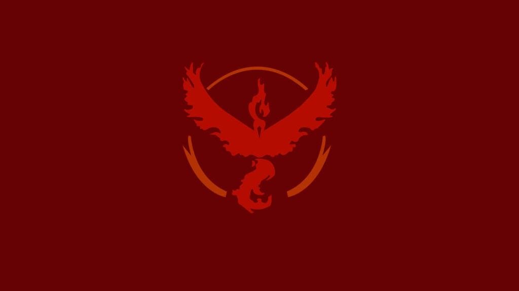 Stunning Team Valor Wallpaper: Moltres in Fiery Red Background
