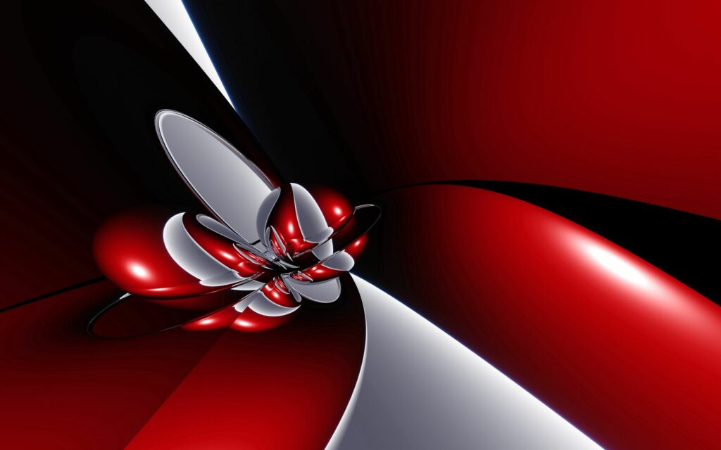 Vivid Red Abstract Wallpaper - Smooth Forms & Dynamic Lines