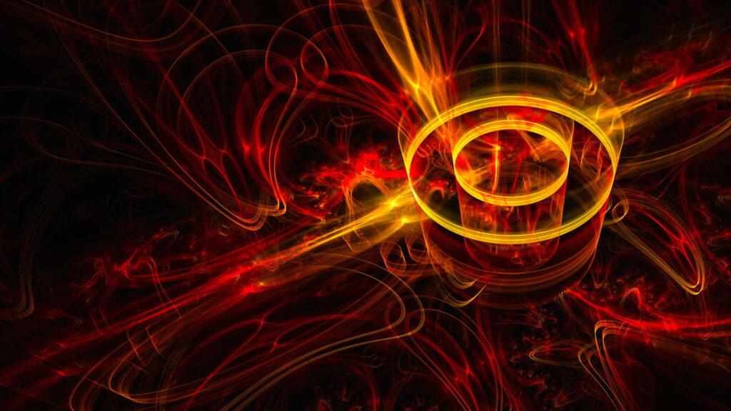 Vivid Red and Gold Abstract Wallpaper - Mesmerizing Digital Art
